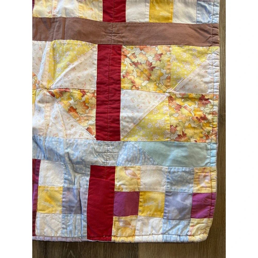 Handmade Patchwork Quilt Crib‎ Kids Small Multicolor Floral Cottagecore Blanket